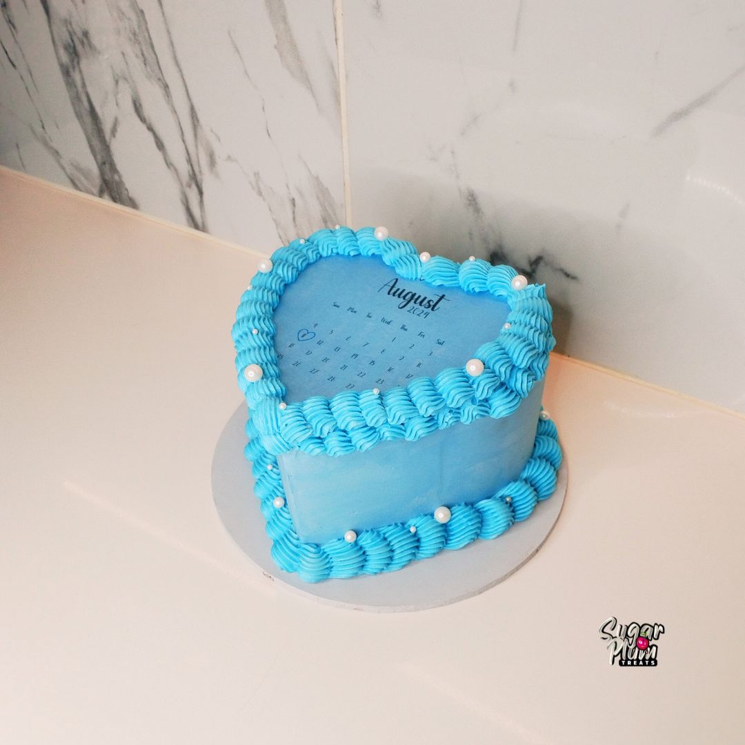 Baby Blue Calendar Burn-away Heart Cake
