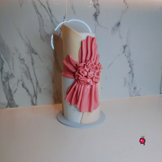 Big Ribbon Engagement 2 Tier Cake