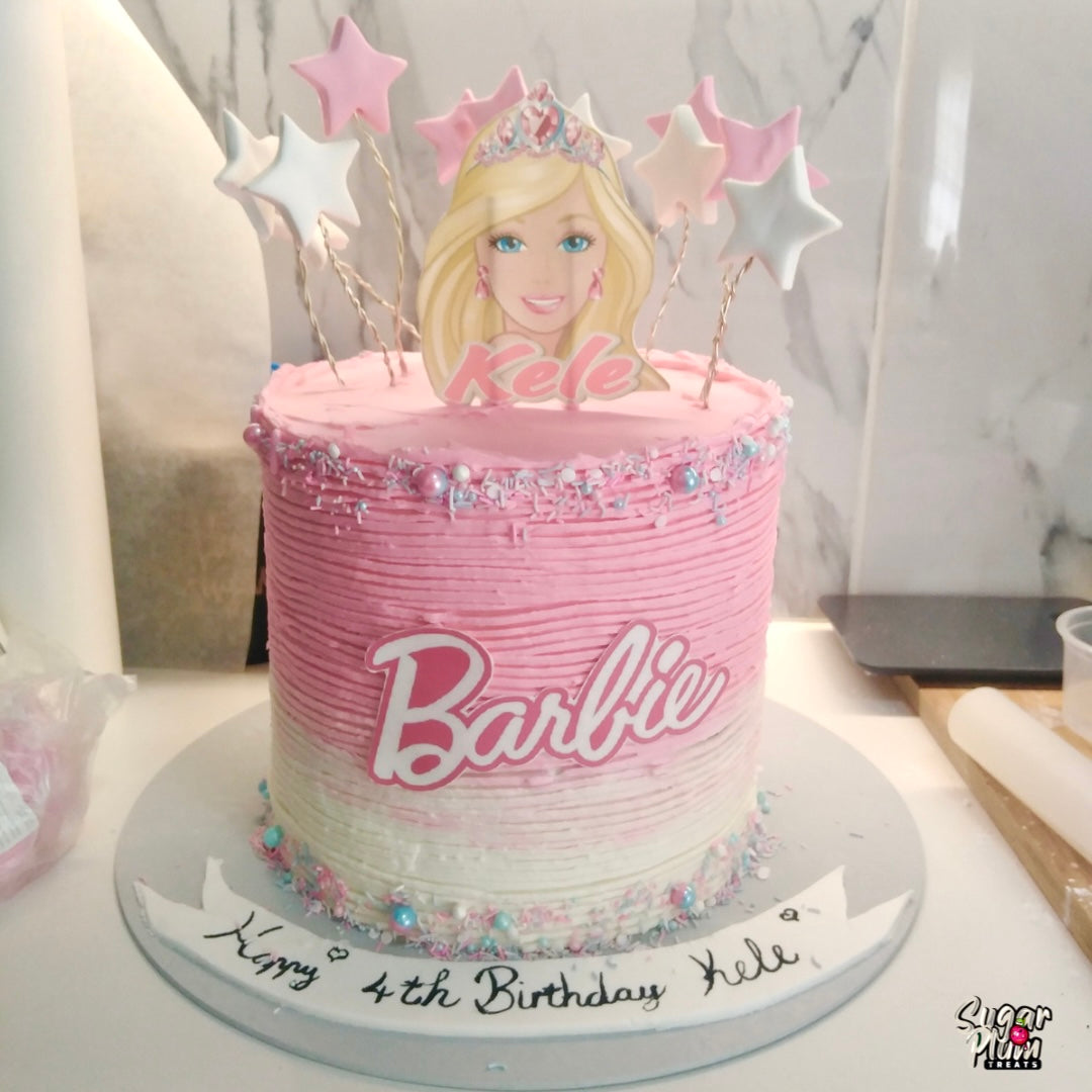 Pink & White Barbie Themed Cake