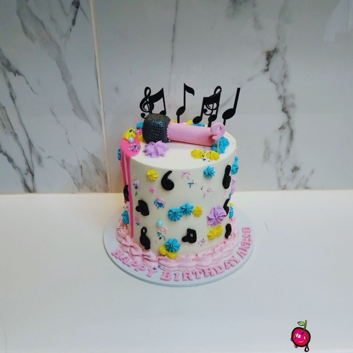 Music Notes Themed Birthday Cake