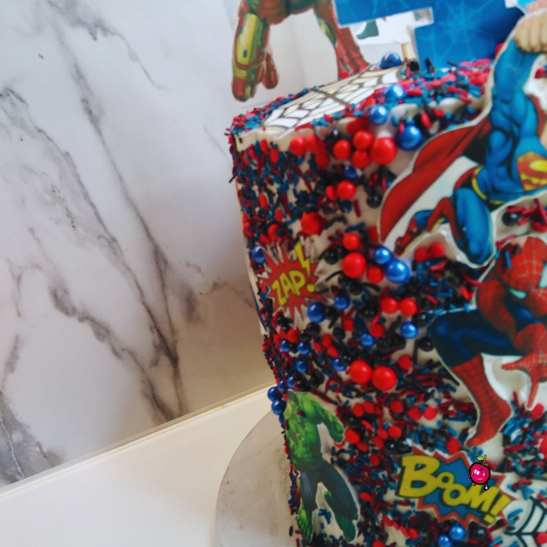 Marvel and DC Hero's Theme Sprinkle Cake