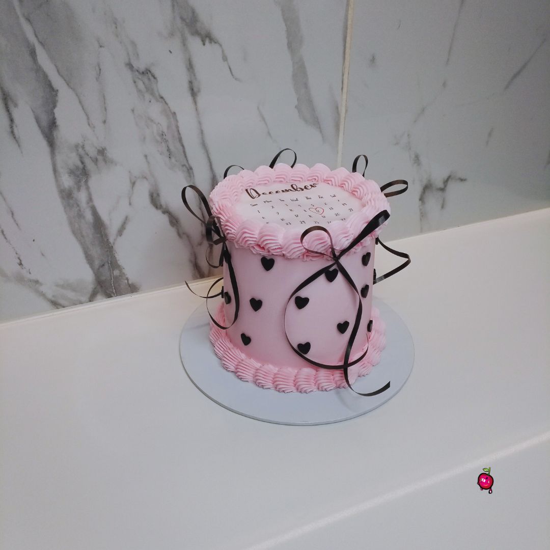 Pink December Mini Burn away Cake with Ribbons