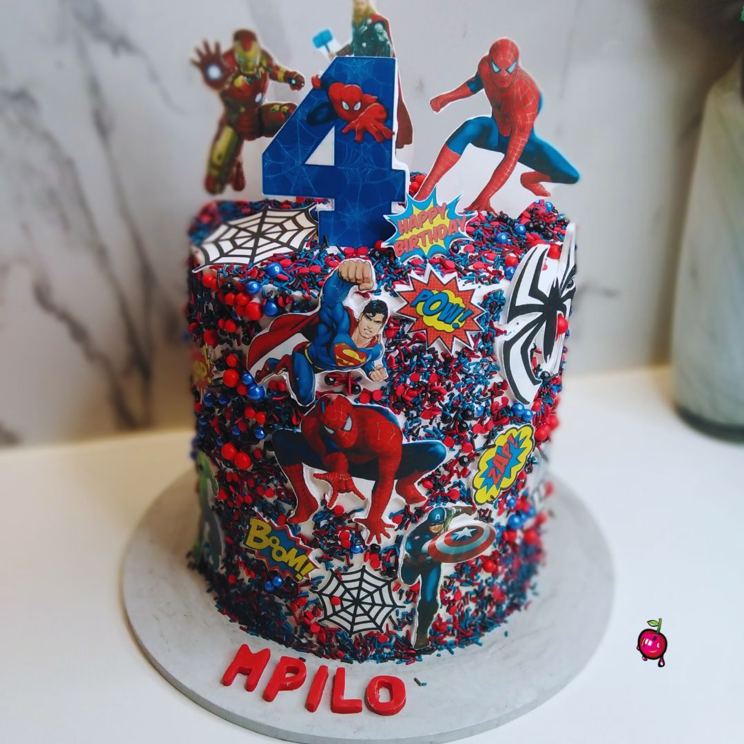 Marvel and DC Hero's Theme Sprinkle Cake