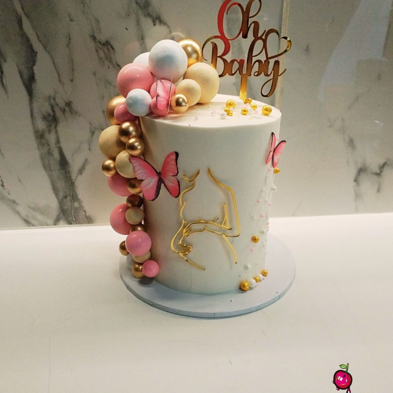 Oh Baby Pink, White & Gold Cake