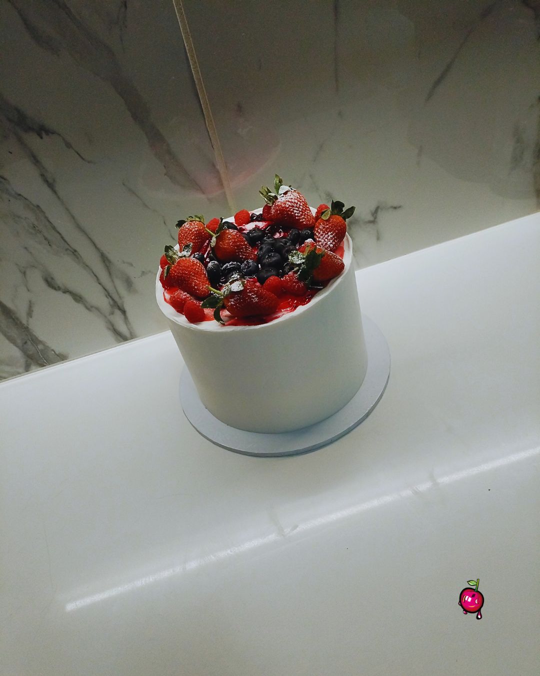 Vanilla & Chocolate Cake with Mixed Berries on Top (Full)