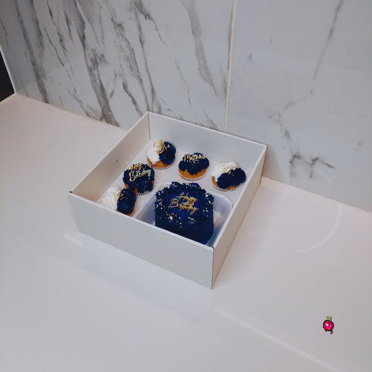 Navy Blue and White Bento Cakes & Cupcakes