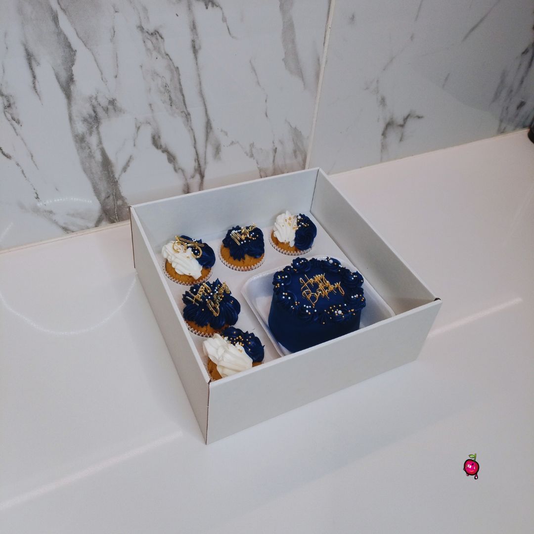 Navy Blue and White Bento Cakes & Cupcakes
