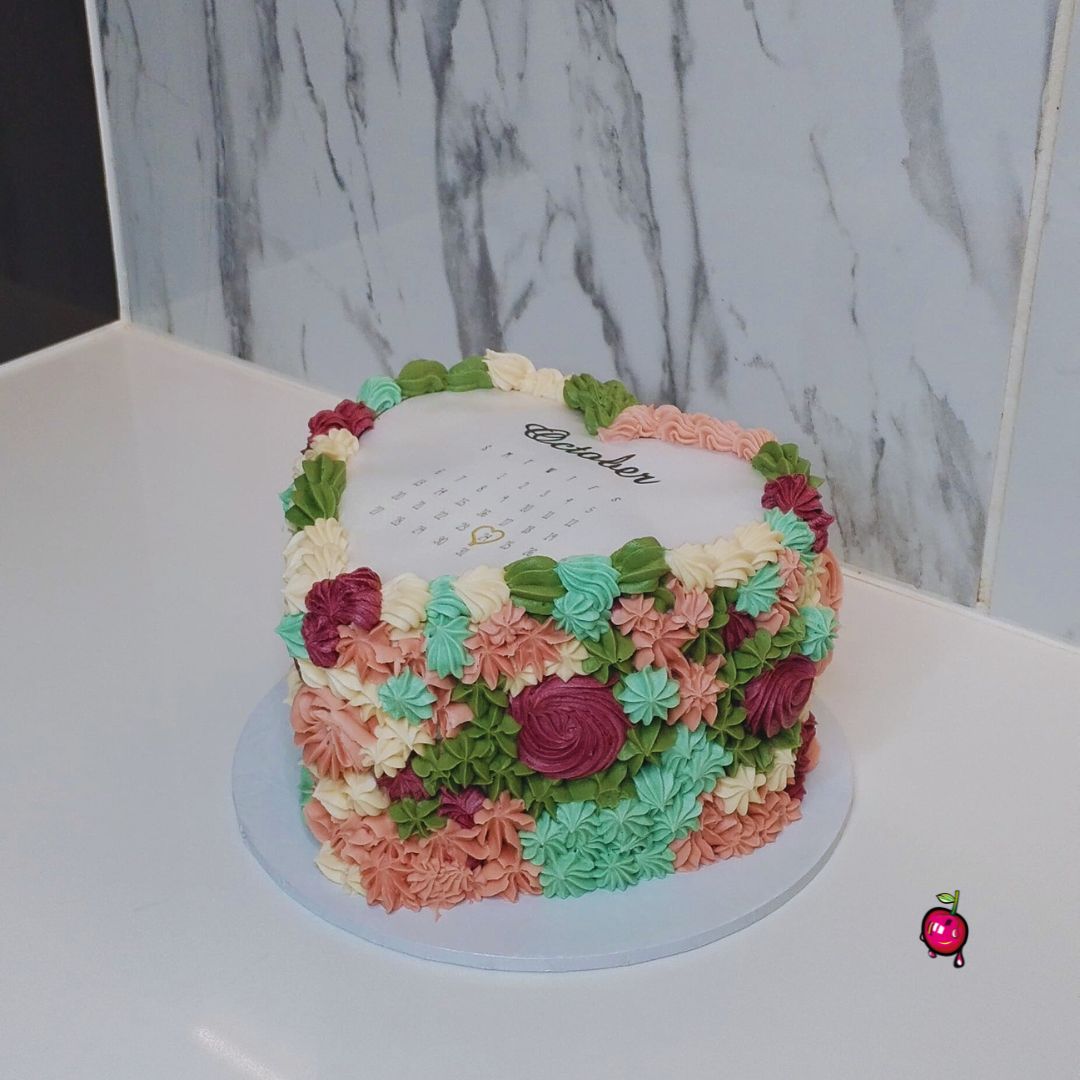 Colorful Artsy Burn Away Heart Cake