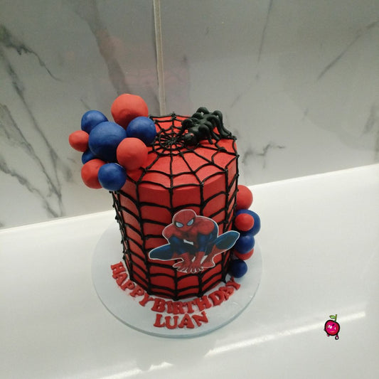 Spiderman Themed Black Web with Spider Cake