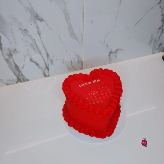 Red October Calendar Burn-away Heart Cake