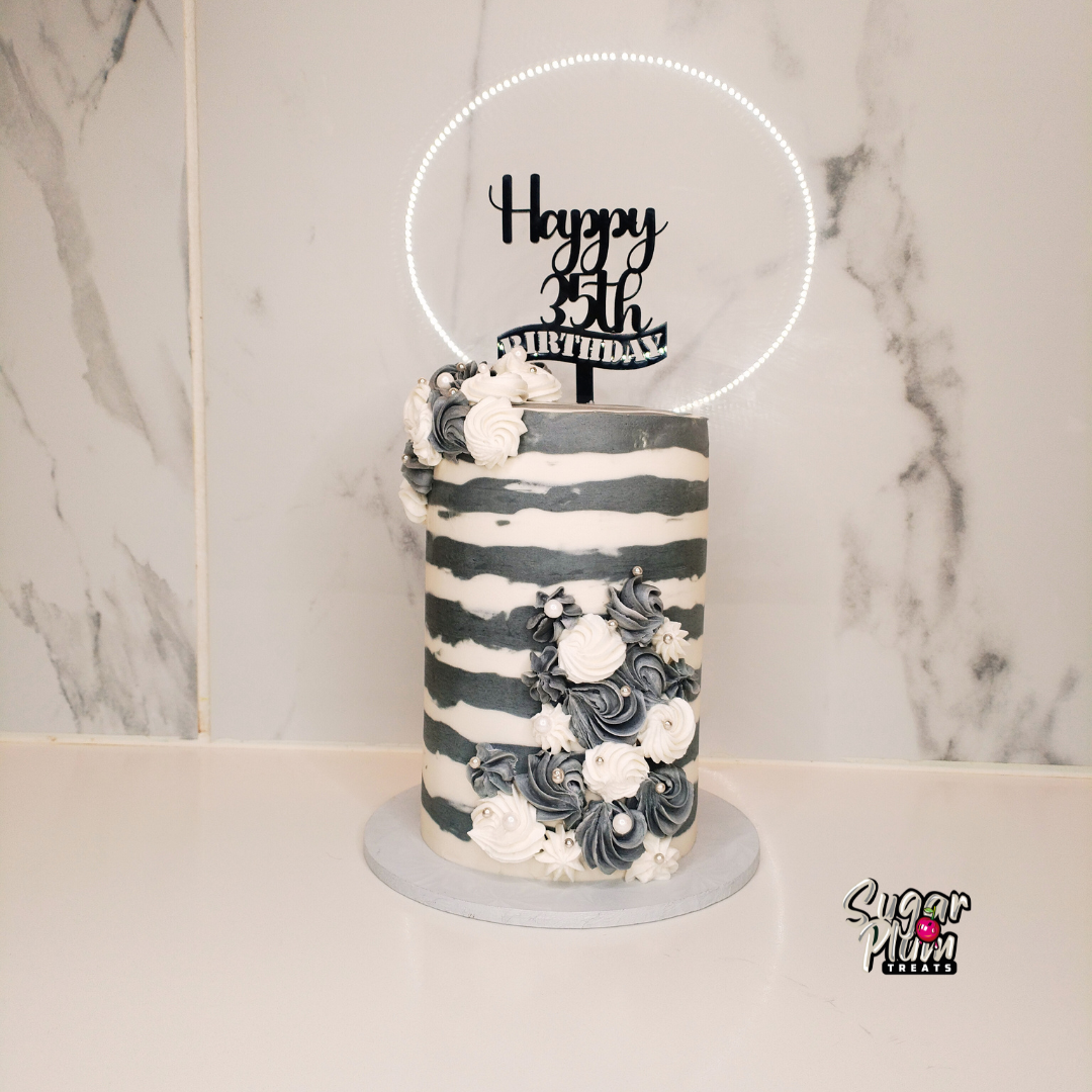"Happy 35th Birthday in Grey" Cake