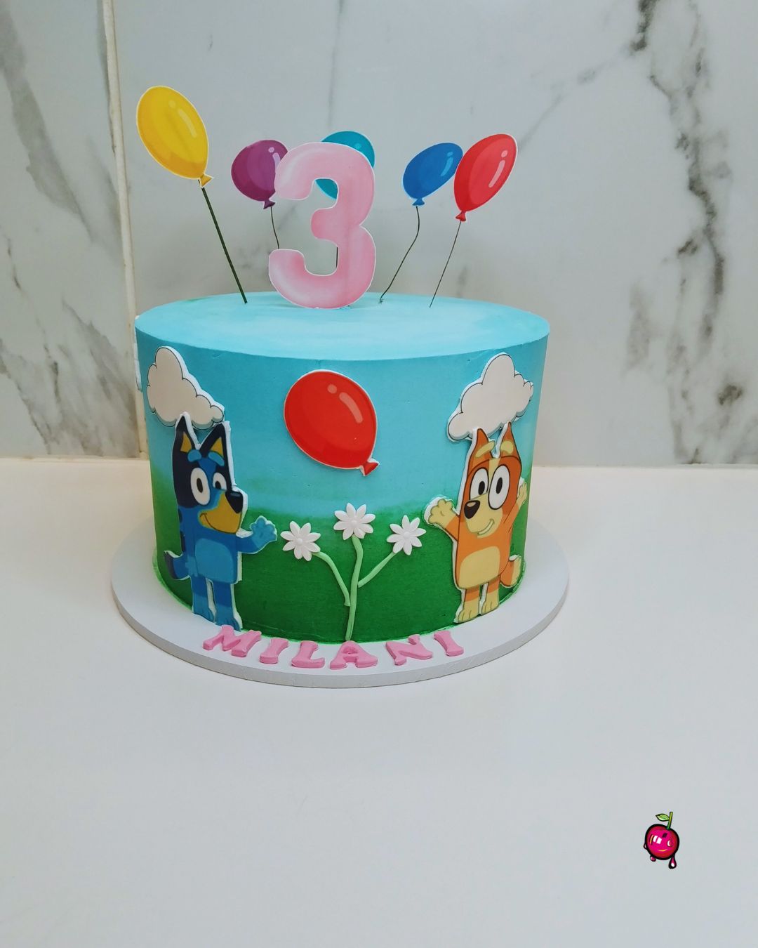Bluey Themed 3rd Birthday Cake