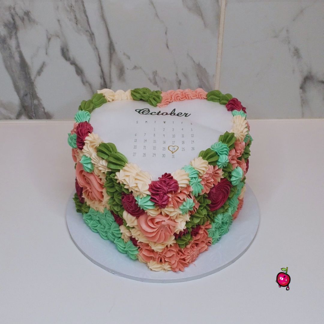 Colorful Artsy Burn Away Heart Cake