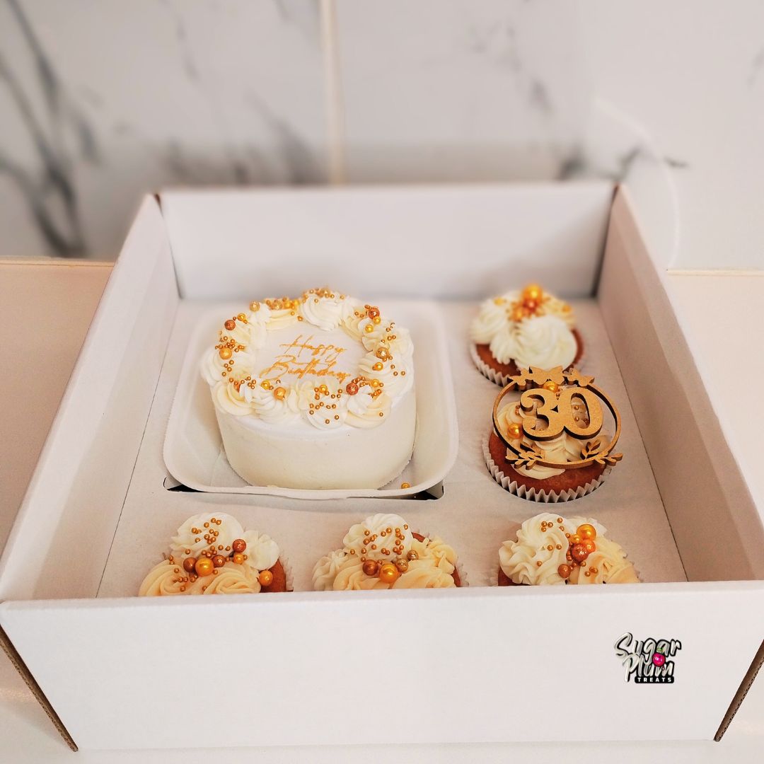 Happy Birthday Box Set with Topper (Gold & White)