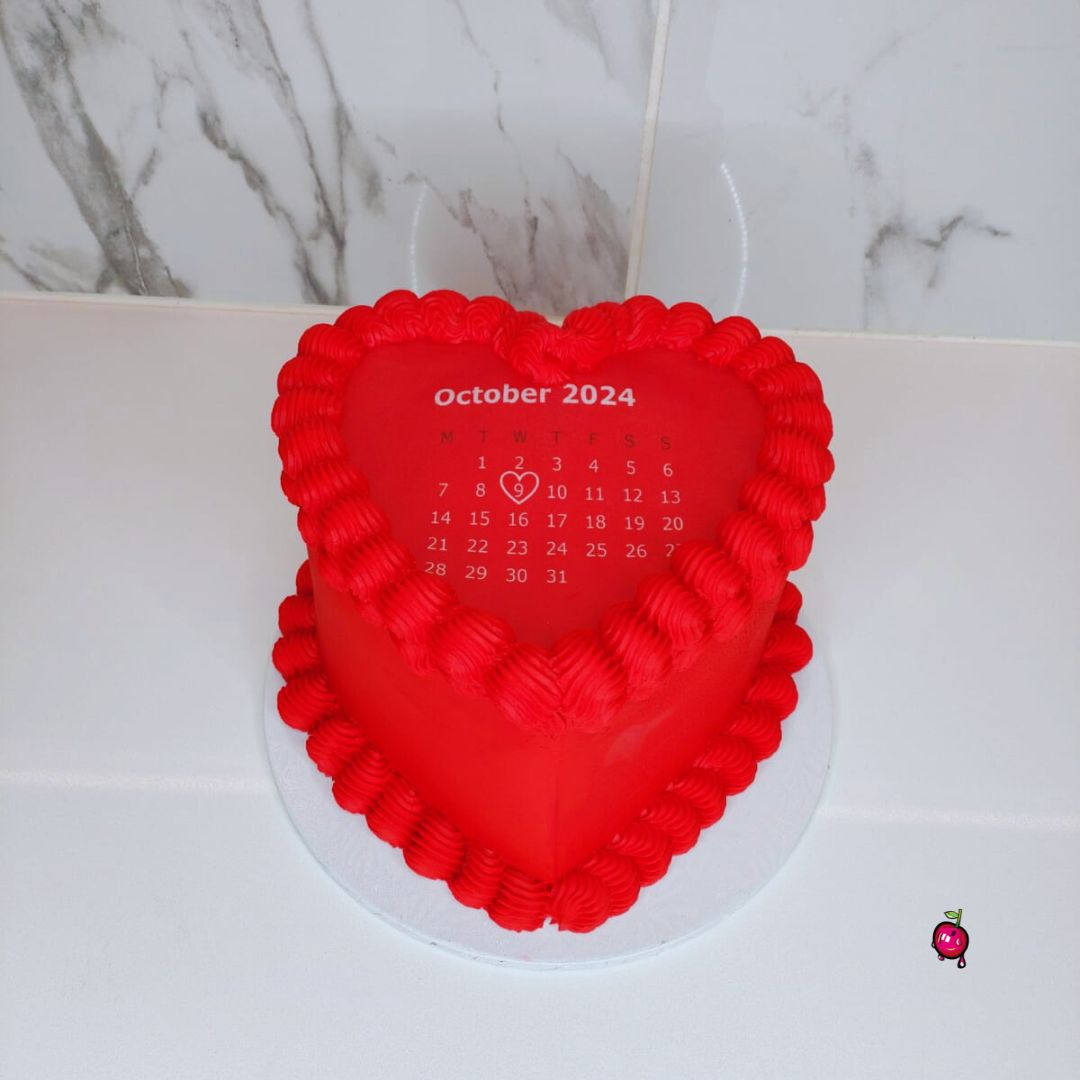 Red October Calendar Burn-away Heart Cake