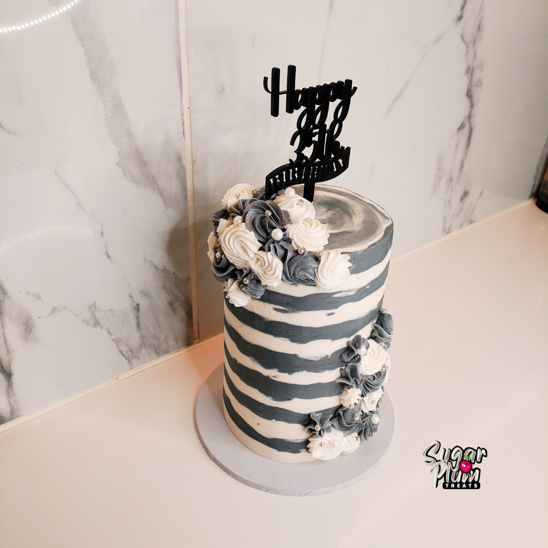 "Happy 35th Birthday in Grey" Cake