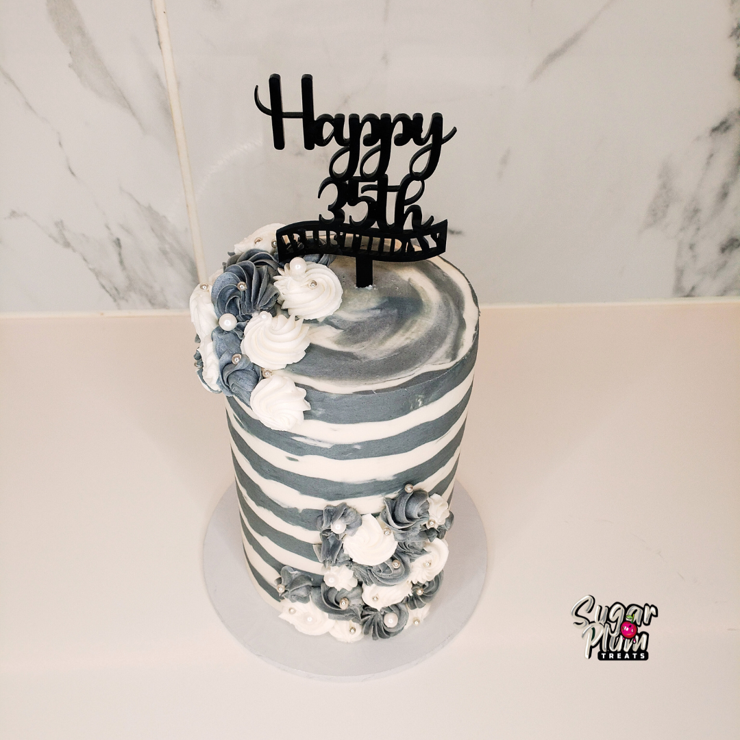 "Happy 35th Birthday in Grey" Cake