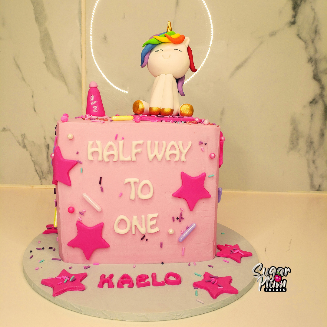 Unicorn Theme Mini Half Cake