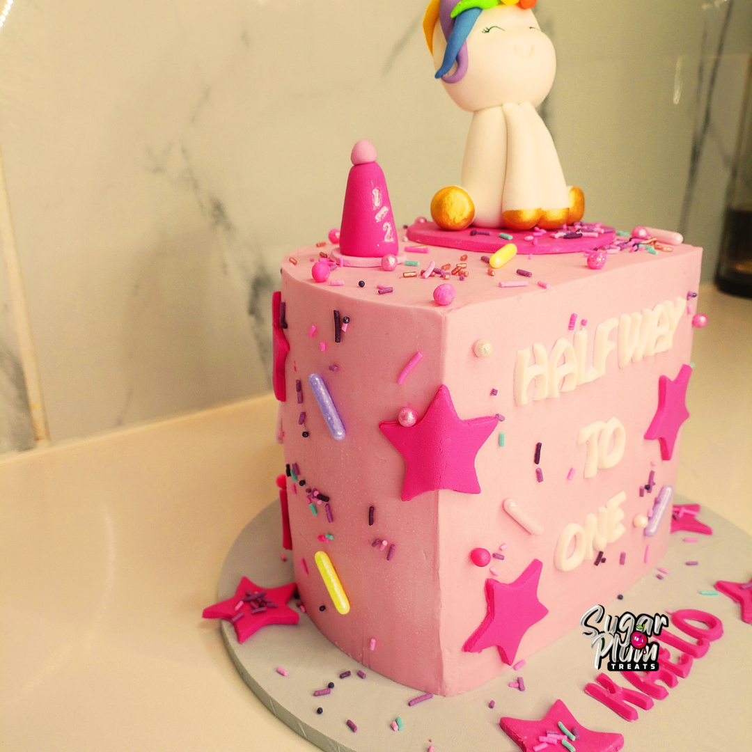Unicorn Theme Mini Half Cake