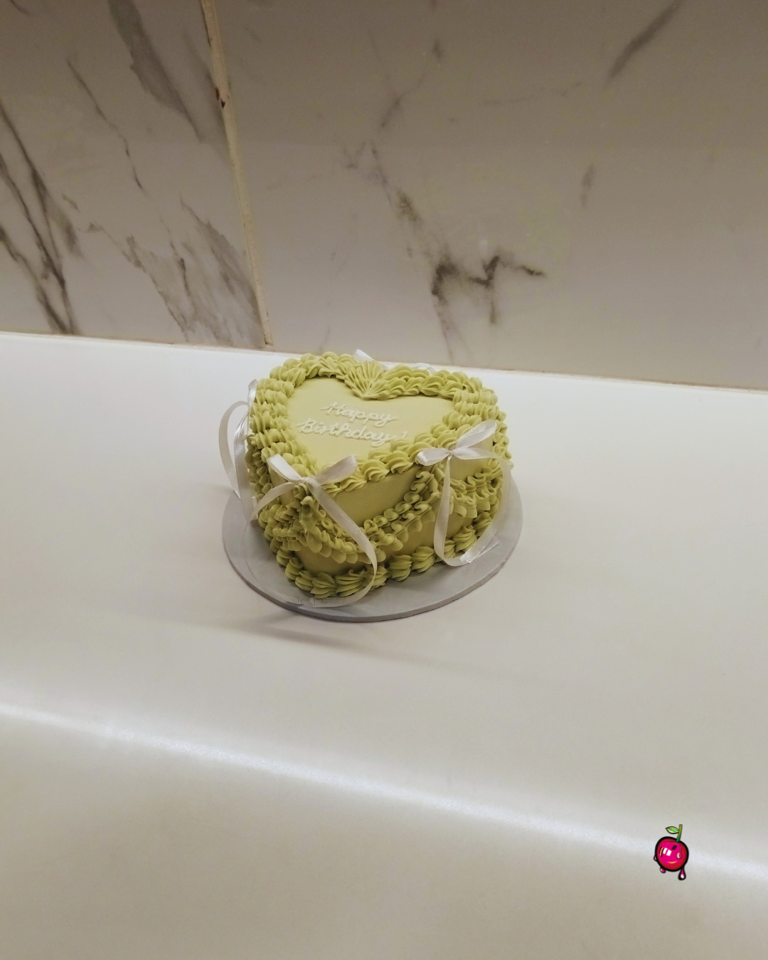 Vintage Birthday Bento Heart Cake with Bows