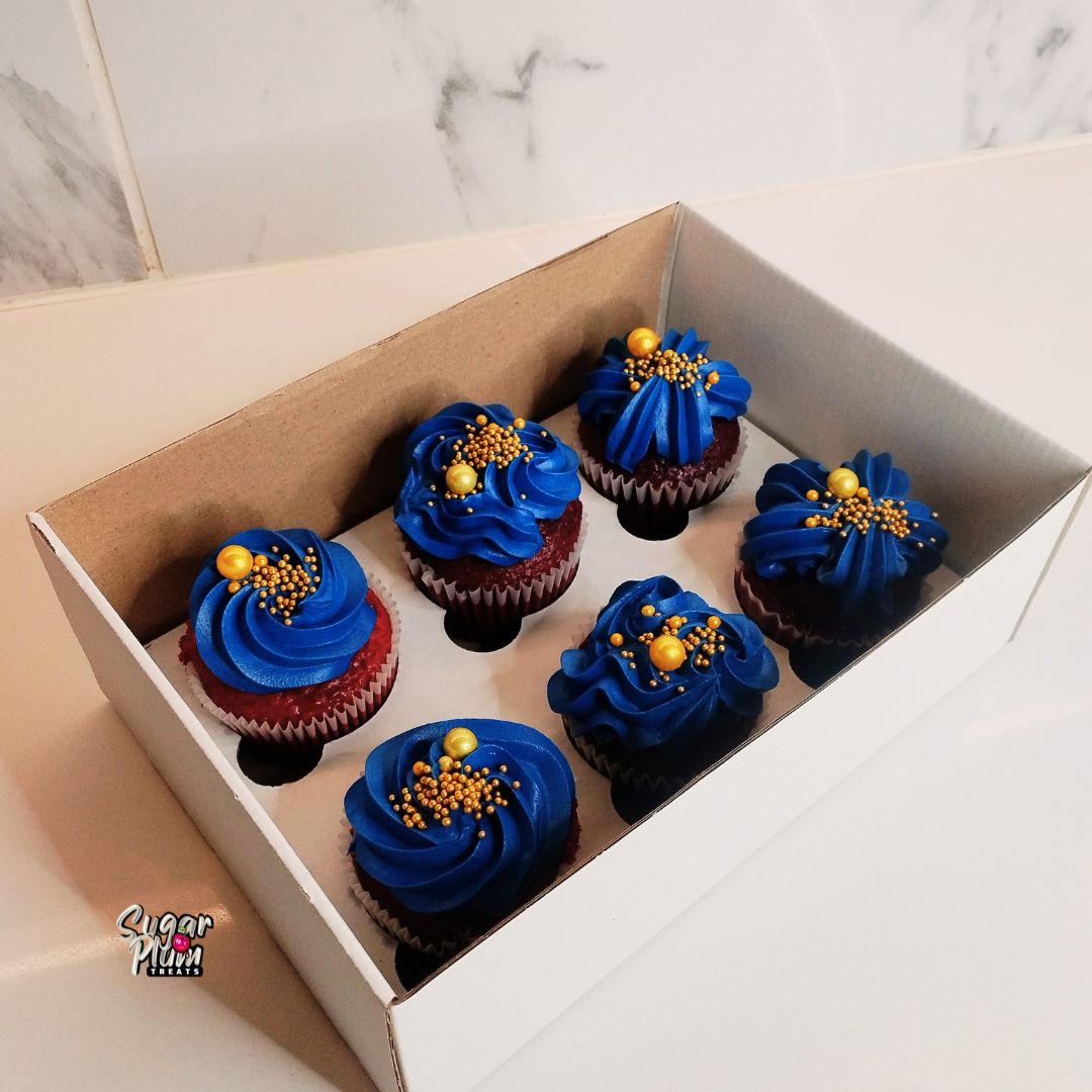 Navy Blue & Gold Cupcakes
