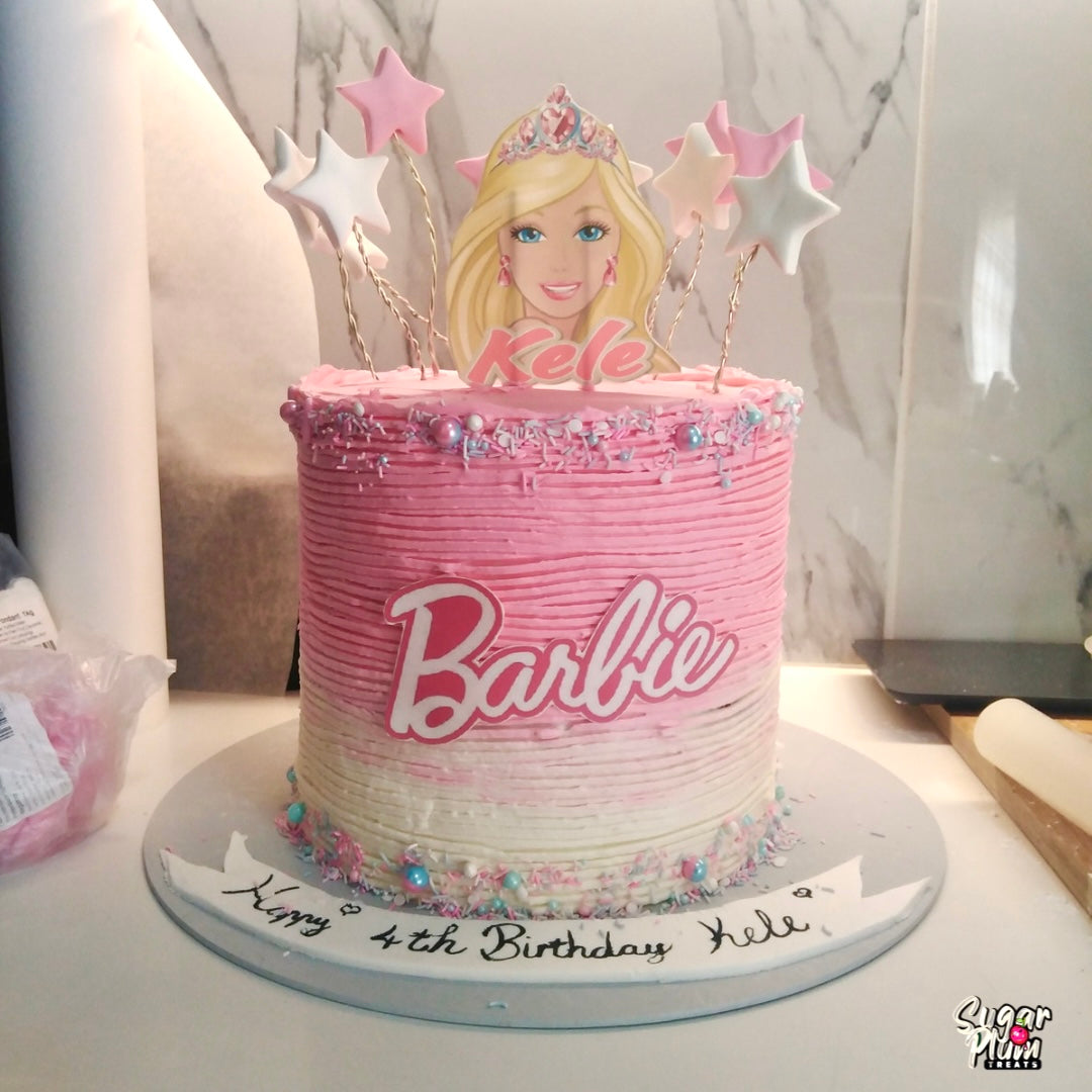 Pink & White Barbie Themed Cake