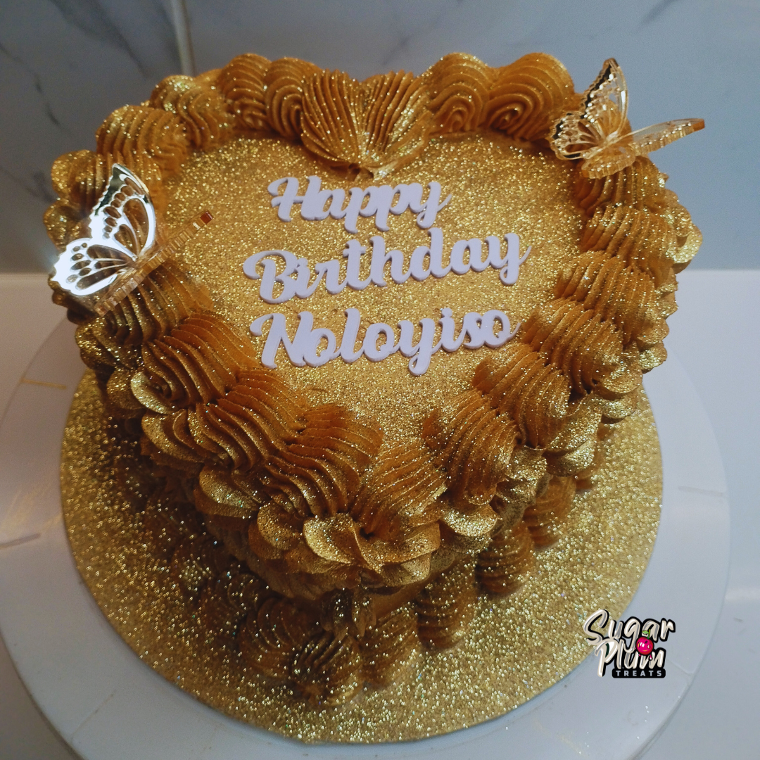 Gold Glitter Heart Cake