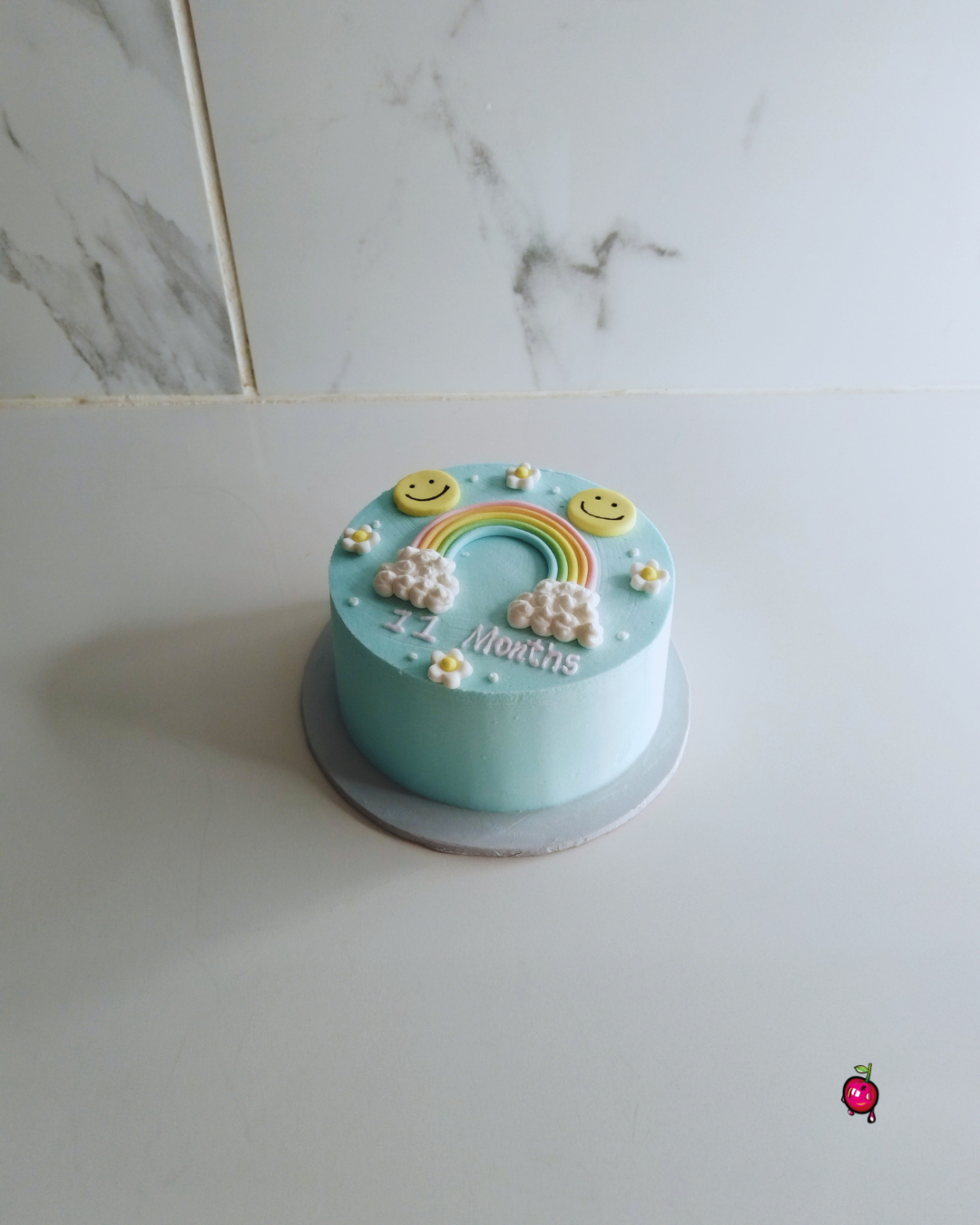 11 Months of Clouds, Rainbows and Smiley Faces Bento Cake