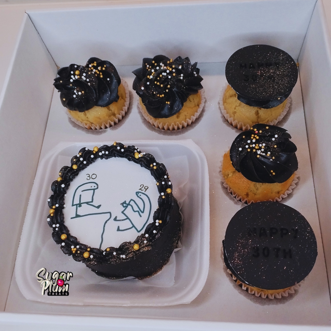 Doodle 30 Kicking 29 Bento Cake & Cupcakes