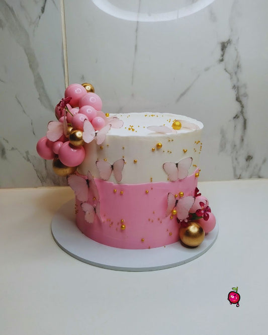 Pink And White Baby Shower Themed Cake
