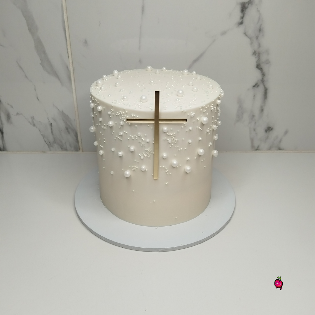 Christening Cake With Pearls