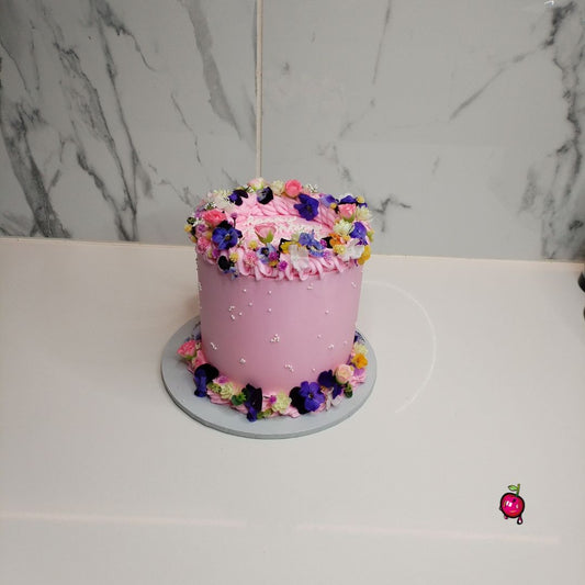 Edible Flowers on Mom's Birthday Cake
