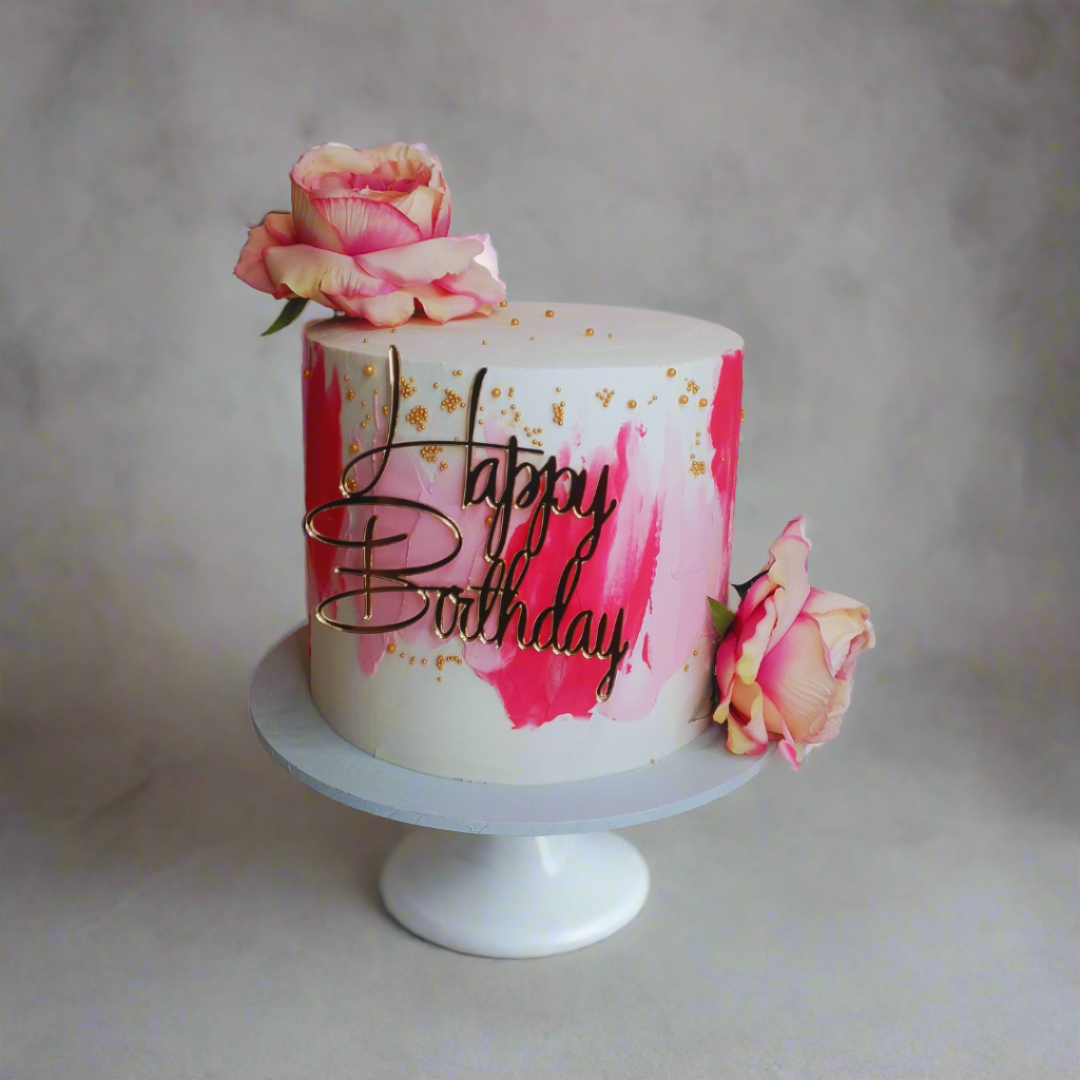 Pink Roses Birthday Cake