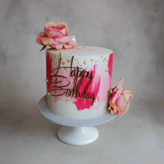 Pink Roses Birthday Cake