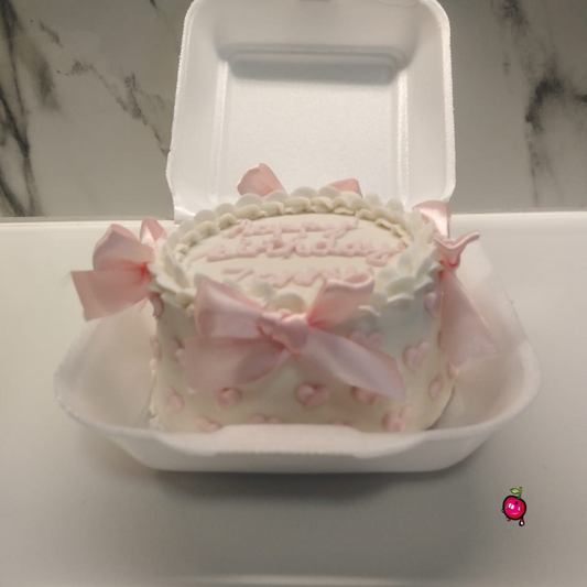 Vintage Bento Cake with Ribbons & Hearts Decor