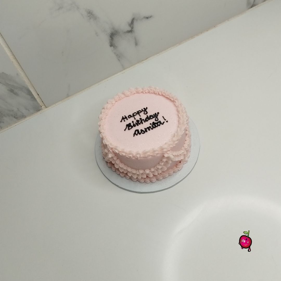 Vintage Pastel Pink & Black Birthday Bento Cake