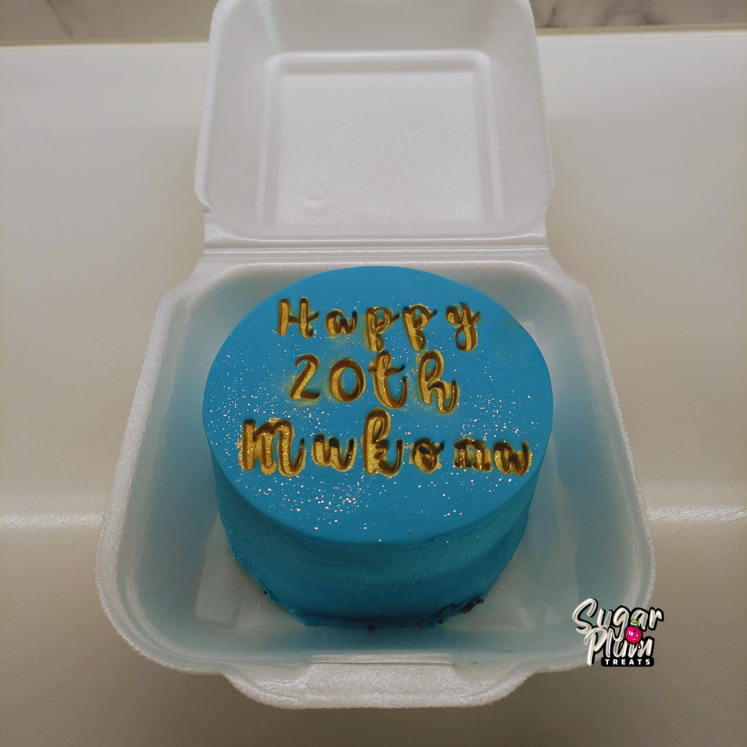 Blue 20th Birthday Lunchbox Cake