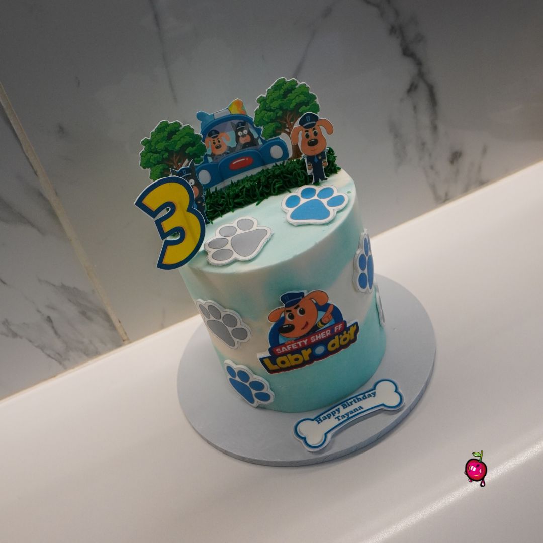 Safety Sherrif Labrador Themed Birthday Cake