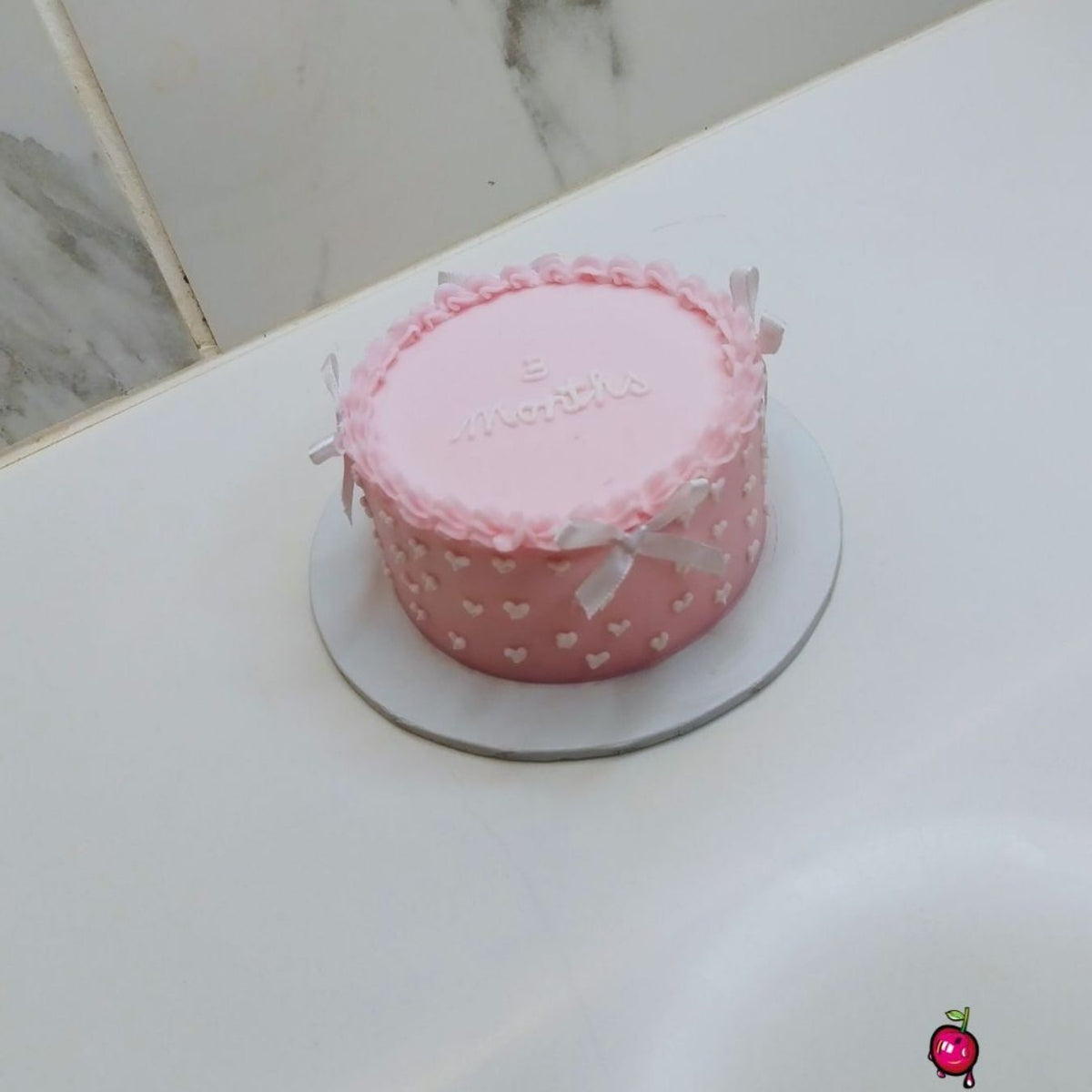 3 Months Bento Cake With White Bows