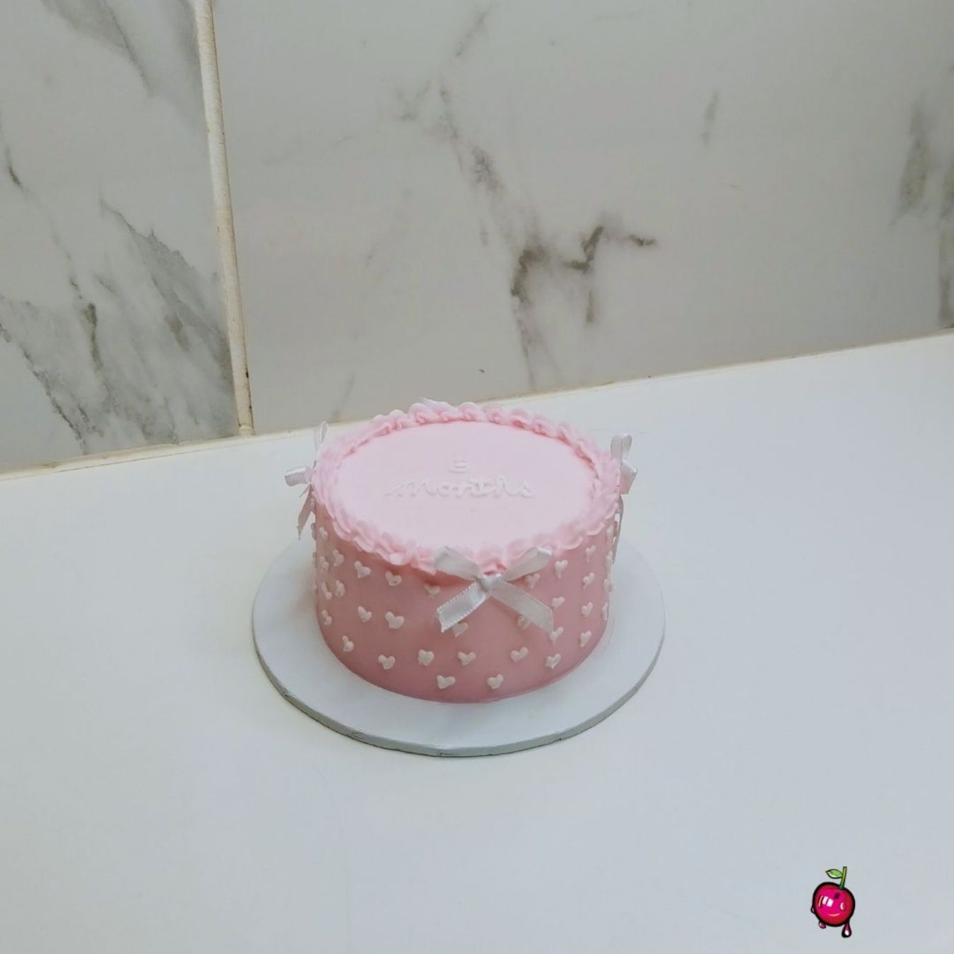 3 Months Bento Cake With White Bows