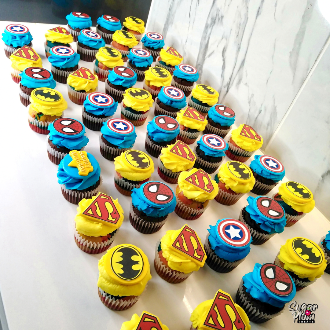 Variety Of Superhero's Themed Cupcakes