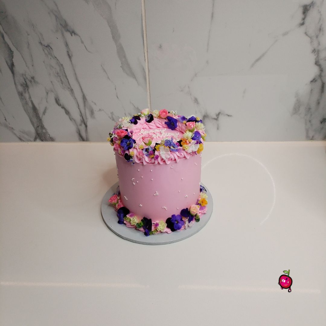 Edible Flowers on Mom's Birthday Cake