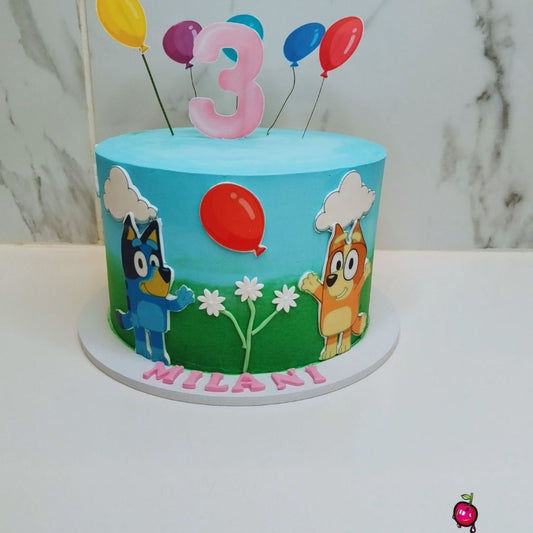 Bluey Themed 3rd Birthday Cake