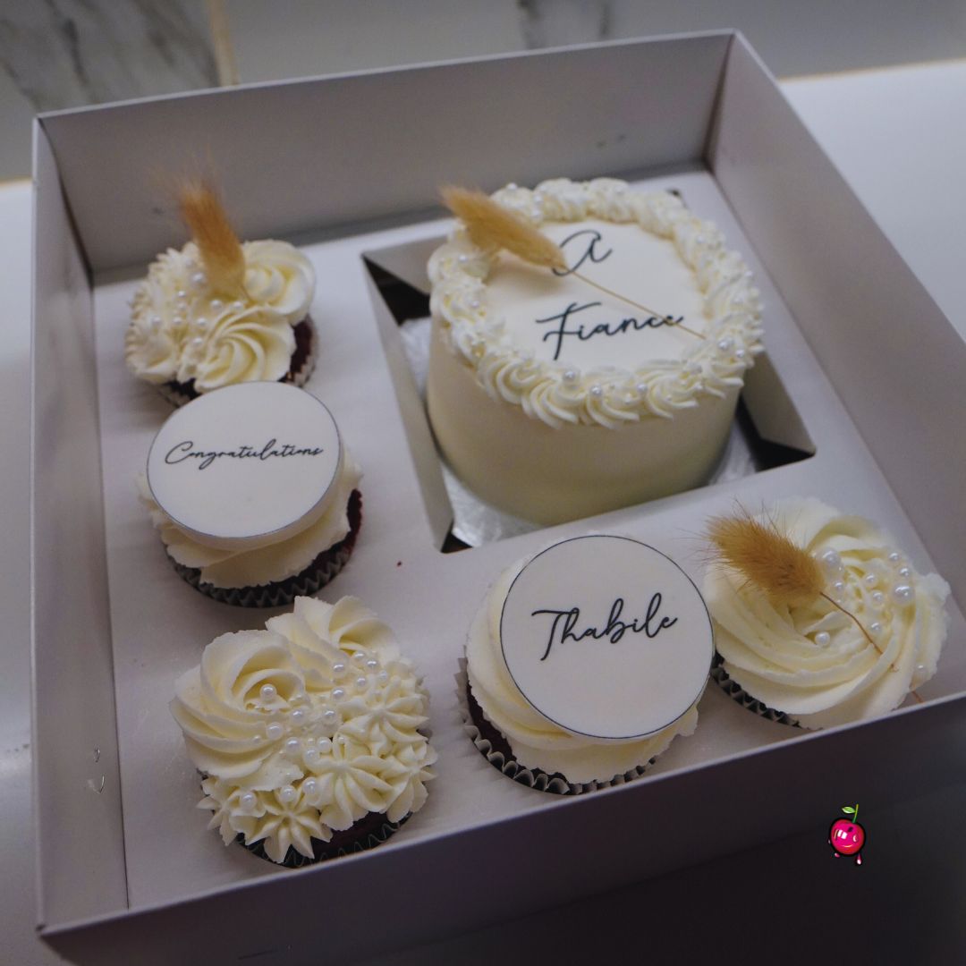A Fiancé (Congrats) Bento Cake & Cupcakes