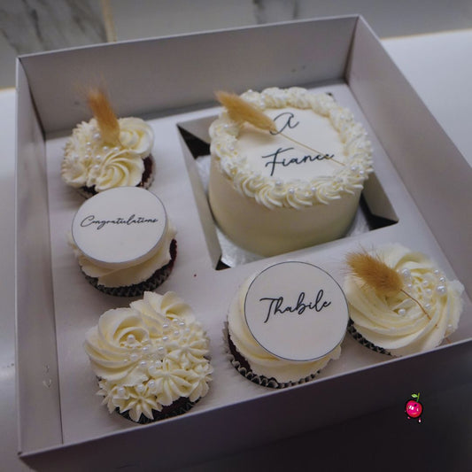 A Fiancé (Congrats) Bento Cake & Cupcakes