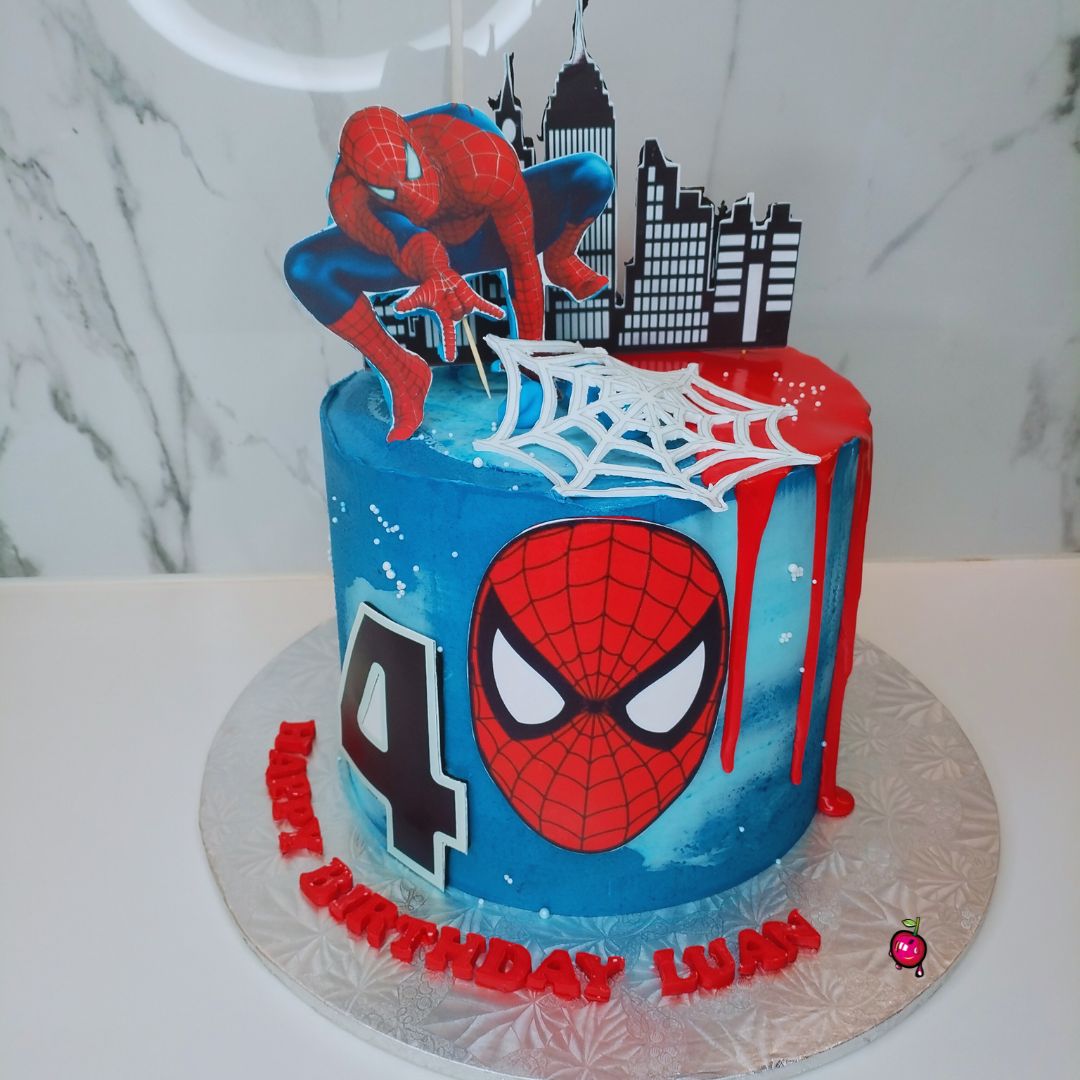 Spiderman Web Themed Birthday Cake