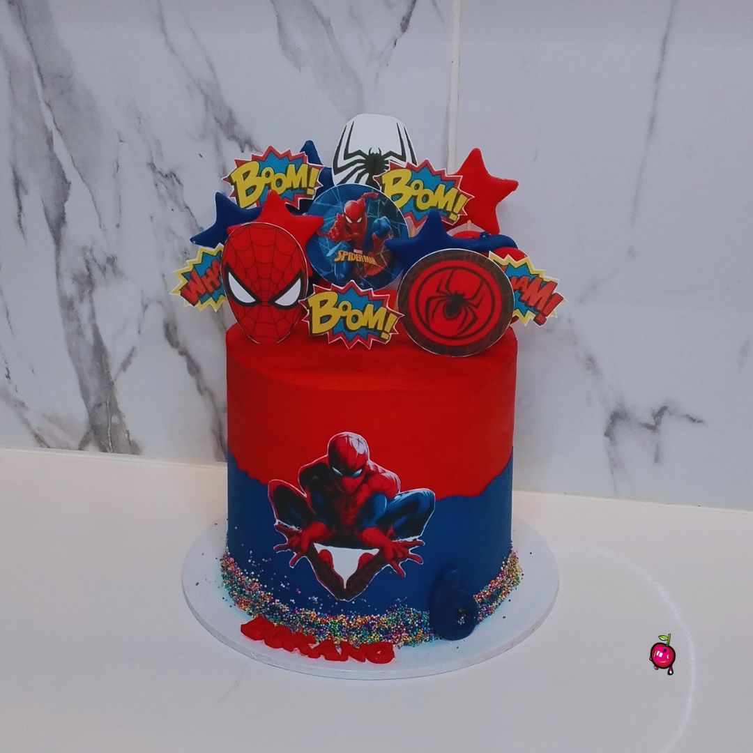 Spiderman Boom Pow Birthday Cake