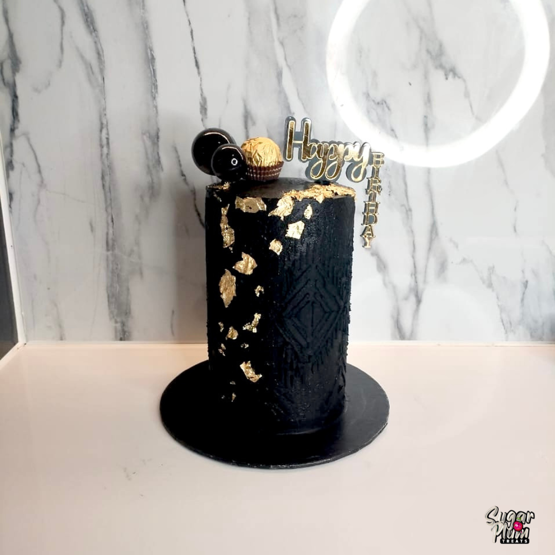Gold and Black"Happy Birthday" Mini Cake
