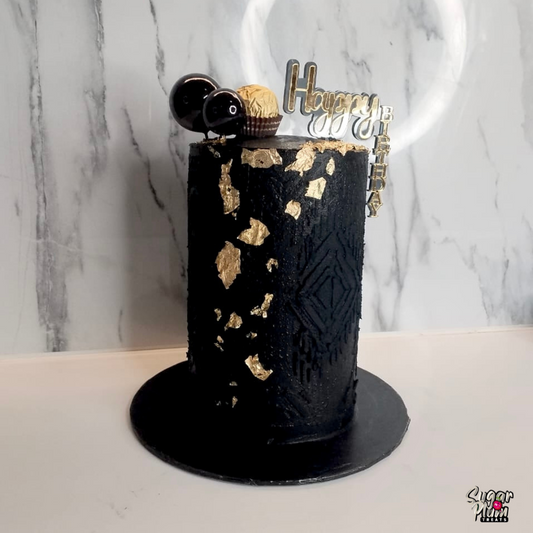 Gold and Black"Happy Birthday" Mini Cake