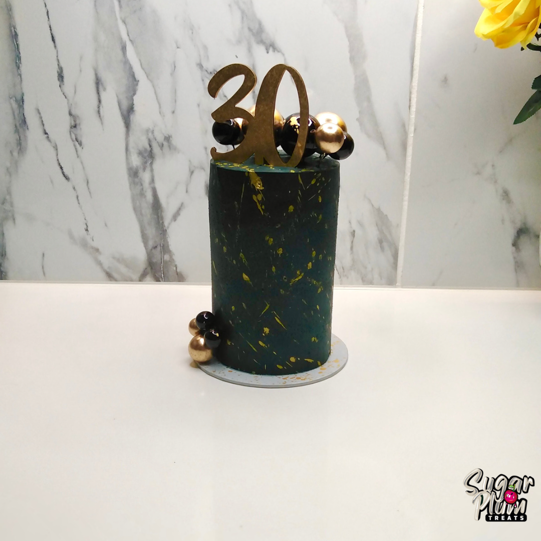 Black and Gold Theme Birthday Cake